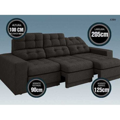 Sofá 3 Lugares Net Jobim Assento Retrátil e Reclinável Chocolate 2,05M (L) Chocolate