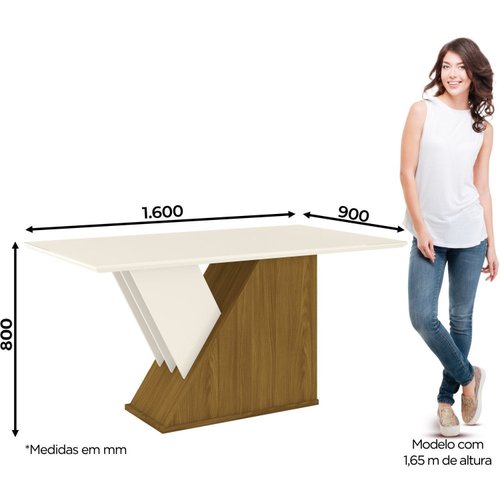 Conjunto Sala de Jantar Mesa Tampo em Vidro 6 Cadeiras Katarina Espresso Móveis Nature/Off White/Linho