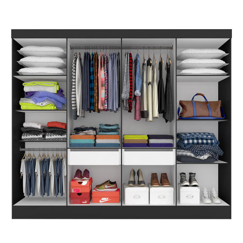 Guarda Roupa Casal Mayra 8 Portas Preto Fosco - Moveis Arapongas