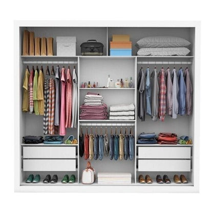 Guarda-Roupa Casal 4 Espelhos 3 Portas de Correr 4 Gavetas Max Plus Espresso Móveis Branco
