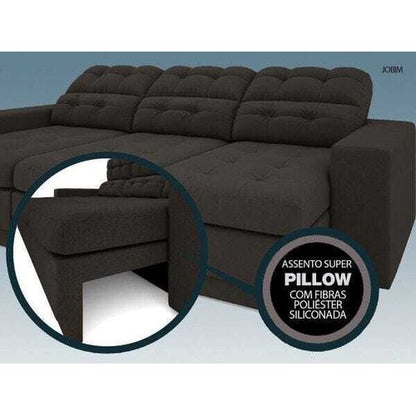 Sofá 3 Lugares Net Jobim Assento Retrátil e Reclinável Chocolate 2,05M (L) Chocolate