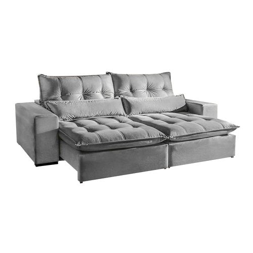 Sofá Retrátil e Reclinável 2,30m Londres Estofados Cinza