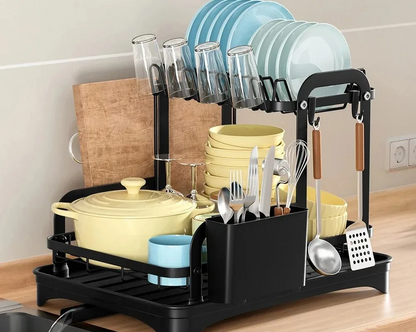 Escorredor De Louças Multiuso em Aço Carbono Preto