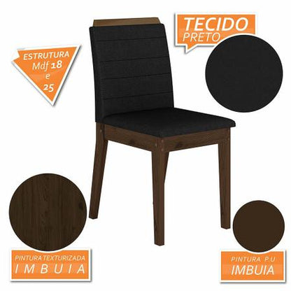 Mesa Com 6 Cadeiras Qatar 1,60 Imb/preto/preto