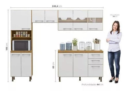 Cozinha Compacta 4 Peças Balcão Com Tampo 3 Portas Bewt