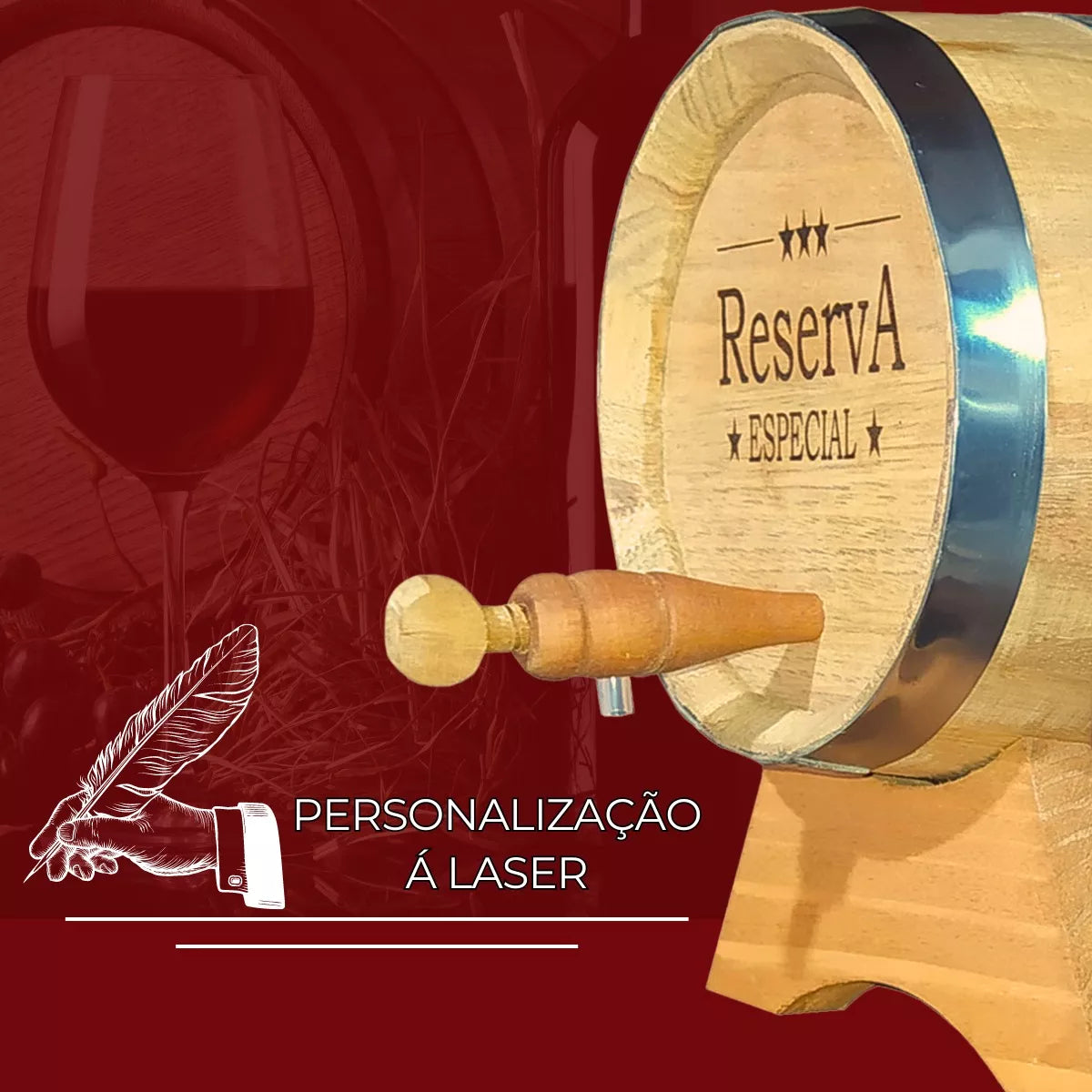 Free Barril Carvalho Para Cachaça 5 Litros- Torneira de madeira