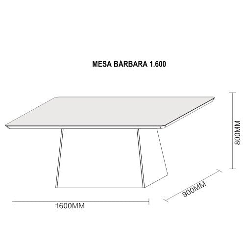 Conjunto Mesa de Jantar Bárbara 1,60m Tampo de Madeira com Vidro Colado com 6 Cadeiras Ana Ypê