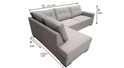 Sofá 4 Lugares Beny com Chaise Lado Esquerdo Linho